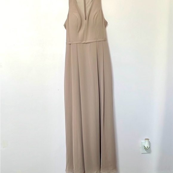 NEW Azazie Mimi Taupe  Maxi Dress with V-neck Sleeveless A10 - Picture 3 of 12